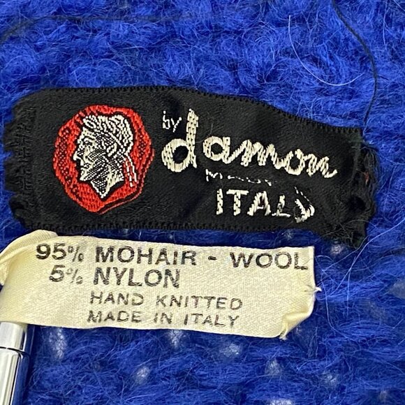 Vintage Hand Knit Cardigan Sweater By Damon Italy Mens M Mohair Wool Button Up - Picture 5 of 7
